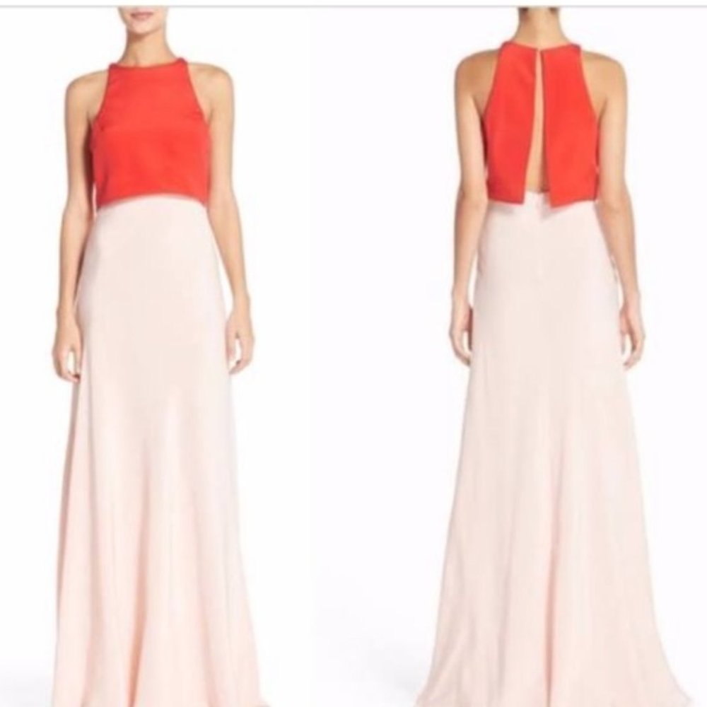 Jill Jill Stuart Colorblock Crepe Gown